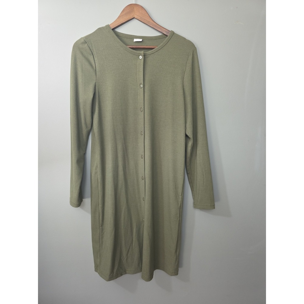 Women's Lascana‎ Olive Green Button Front Shirt Dress Size 4/6